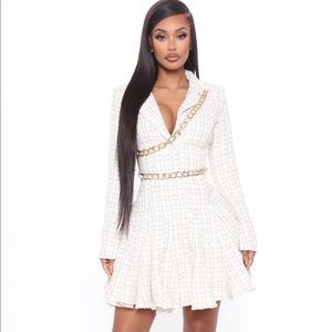 Fashion Nova Kinslee Tweed Mini Dress - Ivory